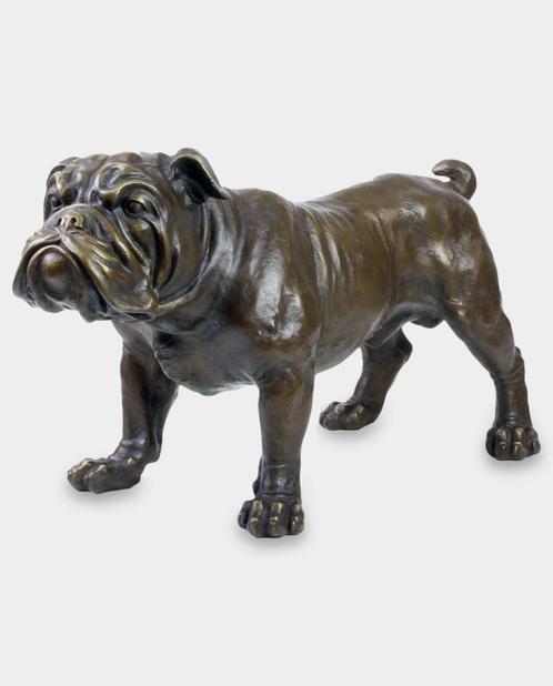 Groot Zwaar Bronzen Beeld van een Engelse Bulldog GRATIS LEV, Antiek en Kunst, Antiek | Brons en Koper, Brons, Verzenden