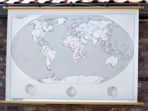 wereldkaart planisphere 145x100 Stiefel 221 circa 1980, Huis en Inrichting, Woonaccessoires | Wanddecoraties, Nieuw, Ophalen of Verzenden