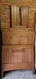 Antiek, eiken 1-persoonsbed, Huis en Inrichting, Slaapkamer | Bedden, Ophalen, Gebruikt, 90 cm, Eenpersoons