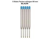 5 Stuks Parker Vullingen - 99 mm/1,0 mm - Mediumpunt Blauw, Ophalen of Verzenden, Nieuw