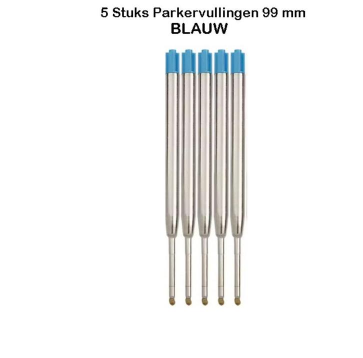 5 Stuks Parker Vullingen - 99 mm/1,0 mm - Mediumpunt Blauw, Diversen, Schrijfwaren, Nieuw, Ophalen of Verzenden