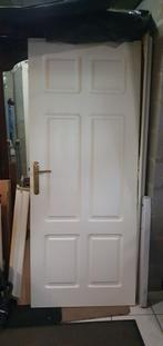 witte massief houten binnendeur met frame, 150 tot 225 cm, Overige typen, 150 tot 225 cm, Zo goed als nieuw