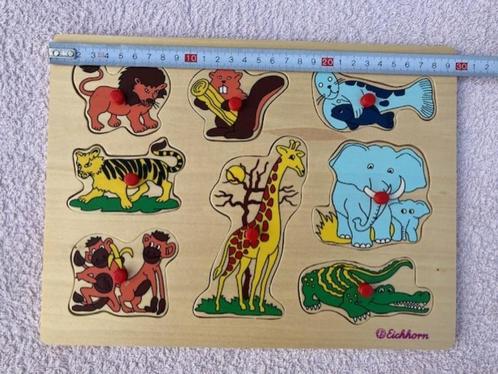 Dieren Houten inlegpuzzel Leeuw Giraf Dolfijn Aap Eichhorn, Kinderen en Baby's, Speelgoed | Kinderpuzzels, Zo goed als nieuw, 2 tot 4 jaar