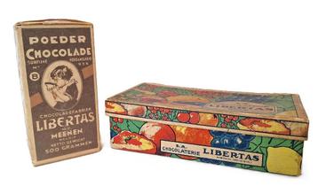 2 vintage karton dozen van Chocolaterie LIBERTAS Menen 1930 beschikbaar voor biedingen