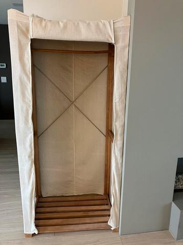 Stoffen kledingkast - houten frame, Huis en Inrichting, Kasten | Kleerkasten, Ophalen, Zo goed als nieuw