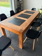 Massieve eettafel, Huis en Inrichting, Tafels | Eettafels, Ophalen, Gebruikt, Vierkant, Eikenhout