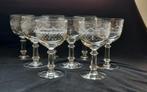 VSL ,8 verres gravés semi cristal. Antiques., Ophalen of Verzenden
