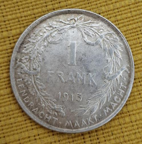 BELGISCHE Albertmunt - 1 frank - 1913, Postzegels en Munten, Munten | België, Losse munt, Zilver, Zilver, Verzenden