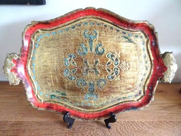 Prachtig vintage florentijns dienblad, 49,5 x 33 cm beschikbaar voor biedingen