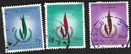 3 Postzegels Internationaal jaar v mensenrechten Congo 1968, Postzegels en Munten, Postzegels | Afrika, Gestempeld, Overige landen