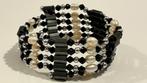 Magnetische zwart-witte halsketting / armband, Bijoux, Sacs & Beauté, Colliers, Neuf, Enlèvement ou Envoi, Synthétique, Réglable