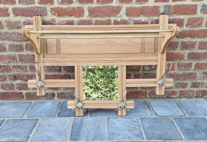 Antieke massief eiken kapstok, Huis en Inrichting, Woonaccessoires | Kapstokken, Gebruikt, Wandkapstok, Minder dan 100 cm, Hout