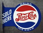 Pepsi Cola dubbelzijdig metalen reclame uithang bord, Verzamelen, Ophalen of Verzenden, Nieuw, Reclamebord
