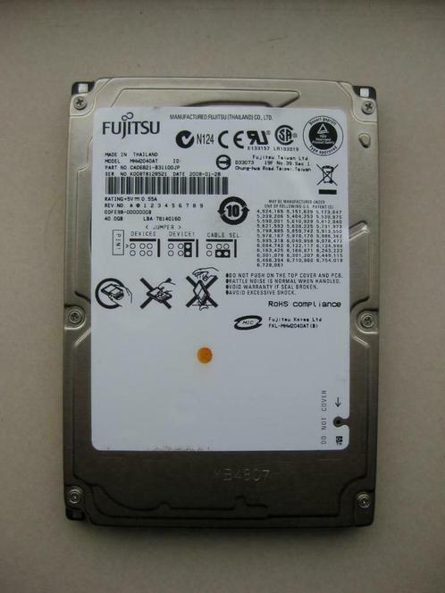 Fujitsu MHW2040AT 40GB 2,5" IDE laptop harddisk, Informatique & Logiciels, Disques durs, Utilisé, Laptop, Interne, IDE, Enlèvement ou Envoi