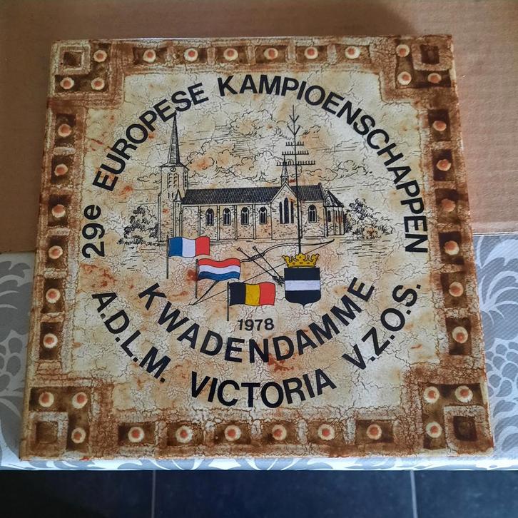 Boogschutterstegel-Europees kampioenschap 1978 Kwadendamme ., Antiek en Kunst, Antiek | Tapijten, Tafelkleden en Textiel, Ophalen of Verzenden