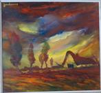 LEO JORDAENS / BOERDERIJ / OLIEVERF PANEEL / 67x72cm / KADER, Antiek en Kunst, Ophalen