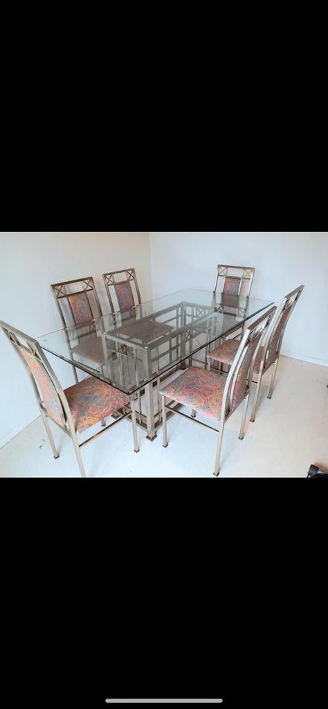 Tafel met 6 stoelen Belgochrom, Antiquités & Art, Antiquités | Meubles | Tables, Enlèvement