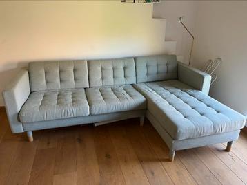 Bank met ligbed en voetenbank Landskrona Ikea, Huis en Inrichting, Ophalen, Zo goed als nieuw, Driepersoons, Stof