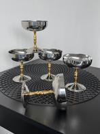 5 grote RVS ijs champagne coupes inox vintage Italiaans, Gebruikt, Verzenden, Overige stijlen, Overige materialen