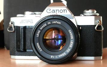 Canon AV-1 + Canon fd 50mm f1.8 beschikbaar voor biedingen