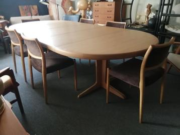 XXL 7 Niels Møller stoelen met uitschuifbare eettafel retro, Huis en Inrichting, Stoelen, Ophalen, Hout, Gebruikt, Bruin