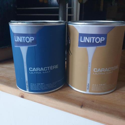 Lot de 2 pots de peinture 1 litre  Linitop NEUF, Doe-het-zelf en Bouw, Verf, Beits en Lak, Nieuw, Verf, Minder dan 5 liter, Blauw