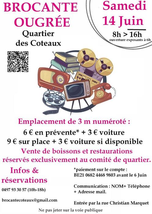 Vlooienmarkt in Ougrée Quartier des Coteaux, Antiek en Kunst, Curiosa en Brocante, Ophalen