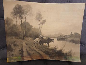 Vintage 2 oude afbeeldingen „After Work” en „In Brittany” beschikbaar voor biedingen