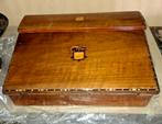 Antieke schrijfmap (19e eeuw) gepolijst hout. Lederen top me