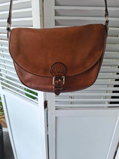 Cognac Lederen handtas schoudertas Massimo Dutti, Handtassen en Accessoires, Tassen | Schoudertassen, Gebruikt, Overige merken