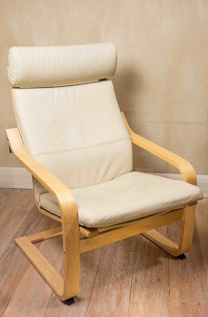 IKEA lederen Poang stoel, Huis en Inrichting, Stoelen, Gebruikt, Eén, Hout, Leer, Overige kleuren, Ophalen