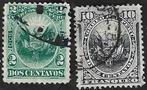 2 Postzegels Peru 1886 Zon of wapenschild, Ophalen of Verzenden, Gestempeld, Zuid-Amerika