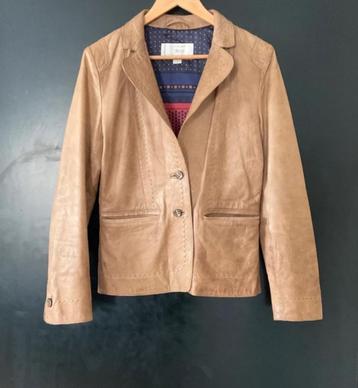 Marlboro Classics MCS leder blazer leather cuir maat 38 M, Taille 38/40 (M), Enlèvement ou Envoi, Beige, Marlboro Classics MCS
