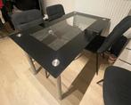 Petite table à mager avec 4 chaises, Maison & Meubles, Tables | Tables à manger, 100 à 150 cm, Quatre personnes, Comme neuf, Verre