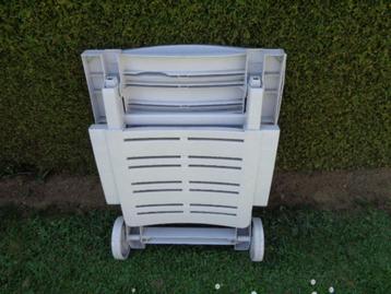 Fauteuil de jardin pliable. Gris/bleu. beschikbaar voor biedingen