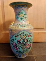 vase chinois famille rose 19ème siècle 45cm qing turquoise, Enlèvement ou Envoi