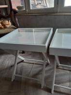 2 tables avec vitres pour décor ,pas d'envoi ni autres, 45 tot 60 cm, Minder dan 55 cm, Zo goed als nieuw, Hout