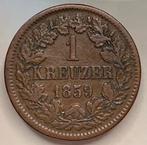 1 Kreuzer 1859 (Baden, Federico I), Postzegels en Munten, Duitsland, Ophalen of Verzenden, Losse munt