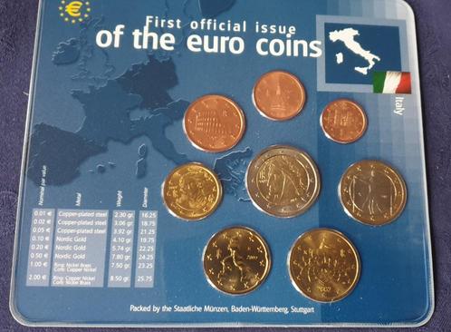 set euros first official issue of the coins Italy 2002, Postzegels en Munten, Munten | Europa | Euromunten, Ophalen of Verzenden