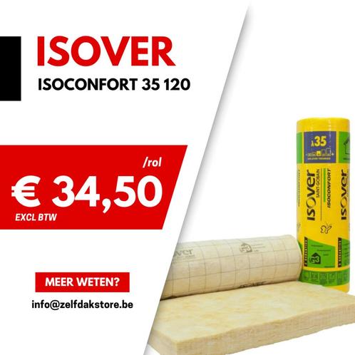 isover isoconfort 35 nieuw 120mm rd-waarde 3.4 4.68m/rol, Bricolage & Construction, Isolation & Étanchéité, Neuf, Isolation des murs