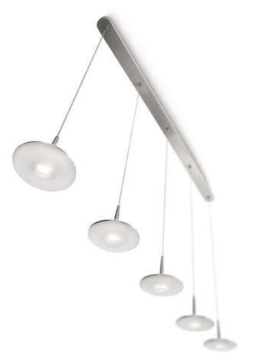 hanglamp Philips - 5 lichtpunten, Huis en Inrichting, Lampen | Hanglampen, Zo goed als nieuw, 50 tot 75 cm, Glas, Metaal, Ophalen