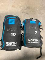 Kiteset 2x North Dice kites (10m & 7m) + plank – topconditie, Watersport en Boten, Ophalen of Verzenden, Zo goed als nieuw, Bar