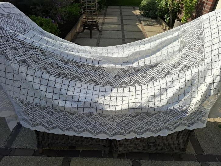 Vintage ecru sprei, geknoopt, 270 cm x 184 cm, Antiquités & Art, Curiosités & Brocante, Enlèvement ou Envoi