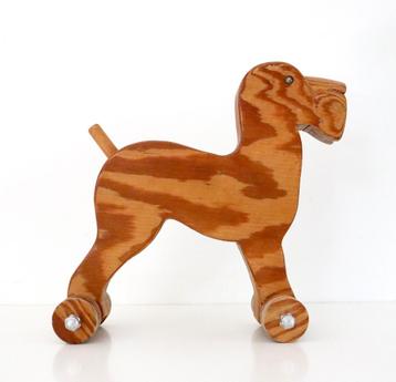 Vintage hond handwerk deco  - Houten speelgoed beschikbaar voor biedingen