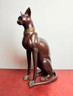 Gepatineerd Bronzen Beeld Egyptische Kat - A. Tiot - 62 cm H, Ophalen of Verzenden