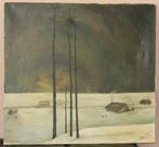 Oude schilderij - Winterlandschap - Gesigneerd, Enlèvement ou Envoi