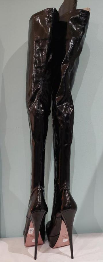 670C* Gianrico MORI - sexy zwarte dijhoge laarzen (40) beschikbaar voor biedingen