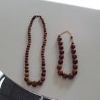 2 halskettingen, Handtassen en Accessoires, Kettingen, Ophalen, Bruin, Zo goed als nieuw, Overige materialen