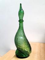 Vintage groene glazen karaf - Empoli - eendvorm, Antiek en Kunst, Ophalen