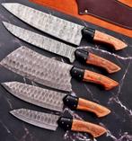 Nieuwe 5-delige stalen messenset met lederen draagtas, Ophalen of Verzenden, Nieuw, Overige soorten